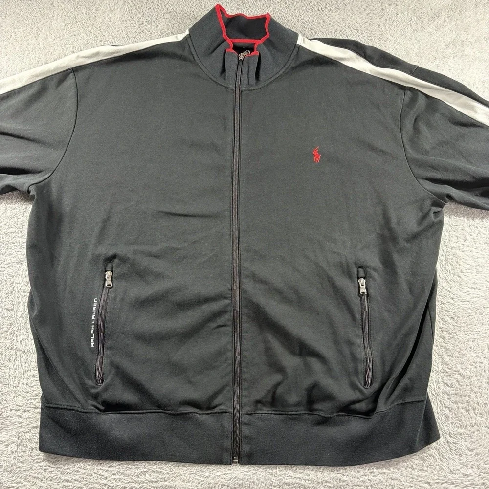 Polo Ralph Lauren Full Zip Sweater Mens 3XB Black Performance Mock Neck Bomber
